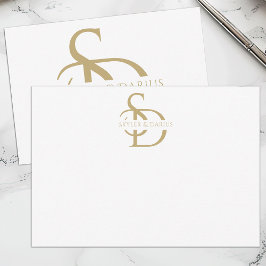 Einfache Hochzeitsmonogramm Personalisiert mit Nam Dankeskarte