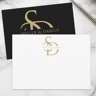 Einfache Hochzeitsmonogramm Personalisiert mit Nam Dankeskarte