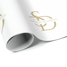 Einfache Hochzeitsmonogramm Personalisiert mit Nam Geschenkpapier