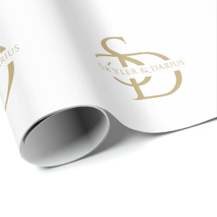 Einfache Hochzeitsmonogramm Personalisiert mit Nam Geschenkpapier