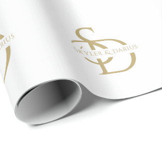 Einfache Hochzeitsmonogramm Personalisiert mit Nam Geschenkpapier