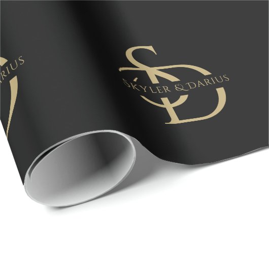 Einfache Hochzeitsmonogramm Personalisiert mit Nam Geschenkpapier (Rolleneckpunkt)