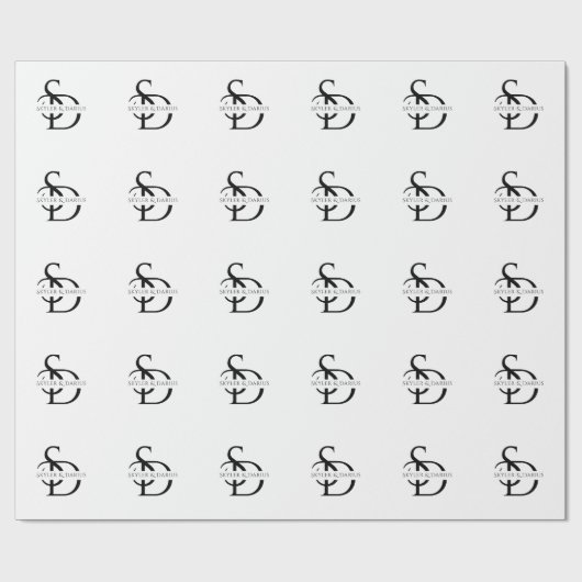 Einfache Hochzeitsmonogramm Personalisiert mit Nam Geschenkpapier (Flach)