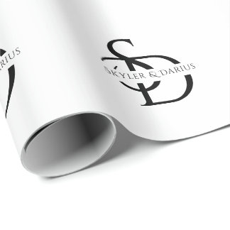 Einfache Hochzeitsmonogramm Personalisiert mit Nam Geschenkpapier