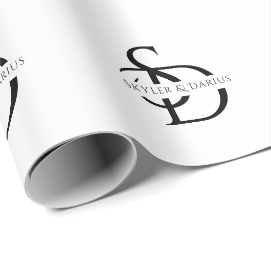 Einfache Hochzeitsmonogramm Personalisiert mit Nam Geschenkpapier (Rolleneckpunkt)
