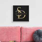Einfache Hochzeitsmonogramm Personalisiert mit Nam Leinwanddruck (Insitu (Wohnzimmer))