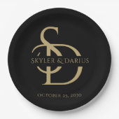 Einfache Hochzeitsmonogramm Personalisiert mit Nam Pappteller (Vorderseite)