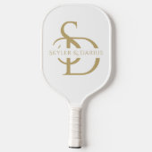 Einfache Hochzeitsmonogramm Personalisiert mit Nam Pickleball Schläger (Rückseite)