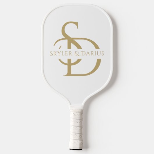 Einfache Hochzeitsmonogramm Personalisiert mit Nam Pickleball Schläger (Rückseite)