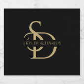 Einfache Hochzeitsmonogramm Personalisiert mit Nam Schaumweinetikett (Einzelnes Label)