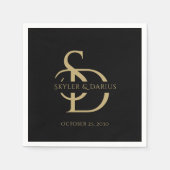 Einfache Hochzeitsmonogramm Personalisiert mit Nam Serviette (Vorderseite)