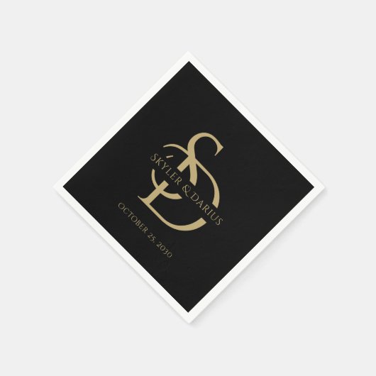 Einfache Hochzeitsmonogramm Personalisiert mit Nam Serviette (Ecke)