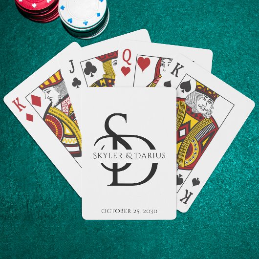 Einfache Hochzeitsmonogramm Personalisiert mit Nam Spielkarten