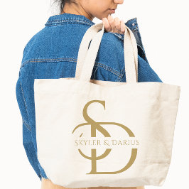 Einfache Hochzeitsmonogramm Personalisiert mit Nam Tragetasche