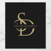 Einfache Hochzeitsmonogramm Personalisiert mit Nam Weinetikett (Einzelnes Label)