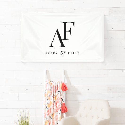 Einfache Hochzeitsmonogramm Schwarz/Weiß Banner (Insitu)
