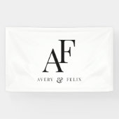 Einfache Hochzeitsmonogramm Schwarz/Weiß Banner (Horizontal)