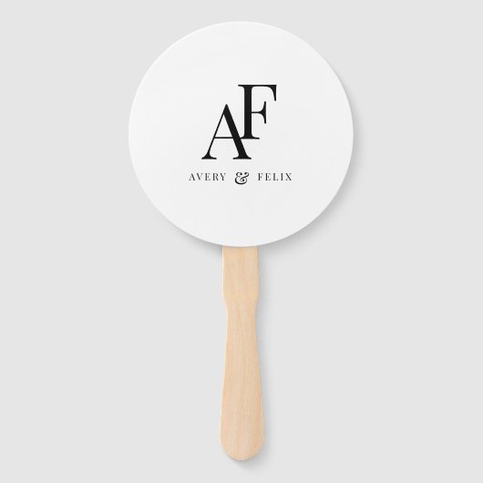 Einfache Hochzeitsmonogramm Schwarz/Weiß Fächer (Vorderseite)