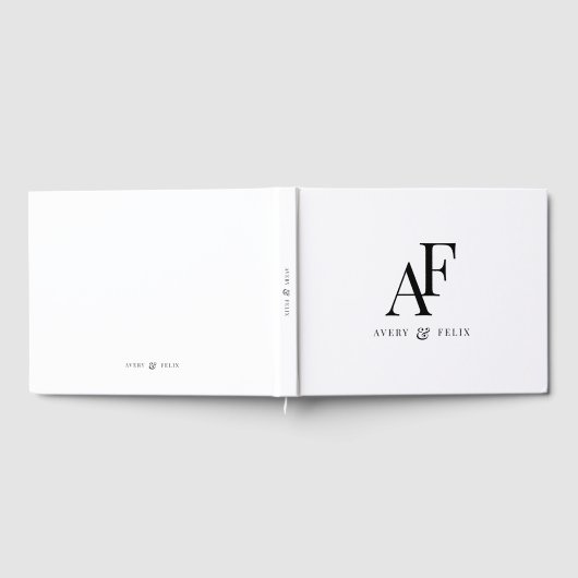 Einfache Hochzeitsmonogramm Schwarz/Weiß Gästebuch (Voll)