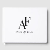 Einfache Hochzeitsmonogramm Schwarz/Weiß Gästebuch (Vorderseite)