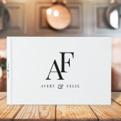 Einfache Hochzeitsmonogramm Schwarz/Weiß Gästebuch