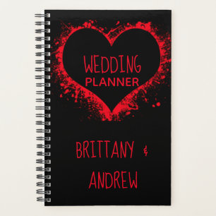 Einfache Hochzeitsplaner Schwarz Rot verbunden Her Planer