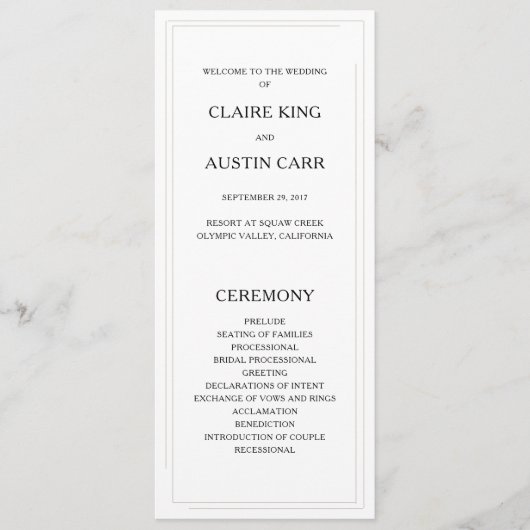 Einfache Hochzeitsprogramme Programm (Vorderseite)