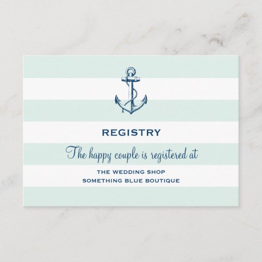Einfache Hochzeitsregistrierung für Marineanker un Begleitkarte (Vorderseite)