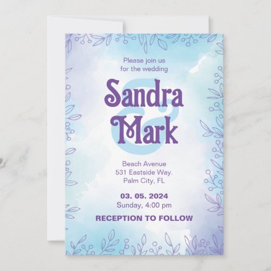 Einfache Hochzeitsreise in Wasserfarbe Einladung (Vorderseite)