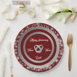 Einfache Hochzeitsringe passen Silver-Jubiläum an Pappteller