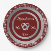 Einfache Hochzeitsringe passen Silver-Jubiläum an Pappteller (Vorderseite)