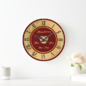 Einfache Hochzeitsrings anpassen Gold Jubiläum Große Wanduhr (Zuhause)