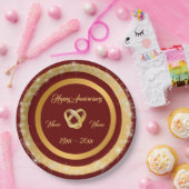 Einfache Hochzeitsrings anpassen Gold Jubiläum Pappteller (Party)