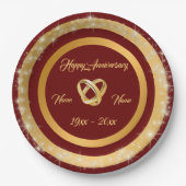Einfache Hochzeitsrings anpassen Gold Jubiläum Pappteller (Vorderseite)