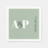 Einfache Hochzeitssage Green Monogram Typografy Serviette (Vorderseite)