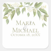 Einfache Hochzeitssage Grünpflanzen Foliage Gefall Quadratischer Aufkleber (Vorderseite)