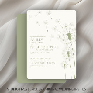 Einfache Hochzeitssage mit grünem Löwenzahn Einladung