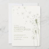 Einfache Hochzeitssage mit grünem Löwenzahn Einladung (Vorderseite)