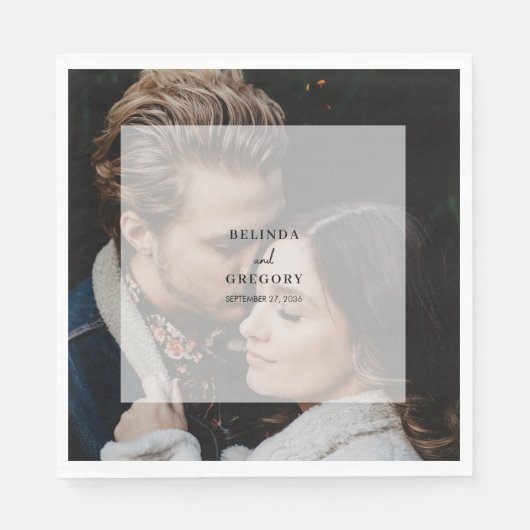 Einfache Hochzeitsschrift für elegantes Foto Serviette (Vorderseite)
