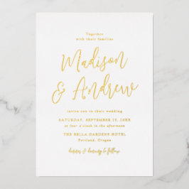 Einfache Hochzeitsschrift Gold Folieneinladung