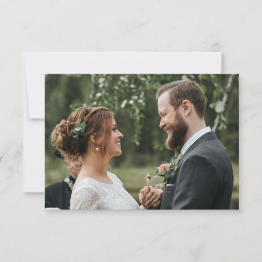 Einfache Hochzeitsschrift mit Monogramm und QR-Cod Dankeskarte (Vorderseite)