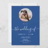 Einfache Hochzeitsschrift mit weißem Foto Einladung (Vorderseite)