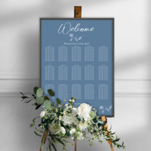Einfache Hochzeitssitzkarte blau Poster