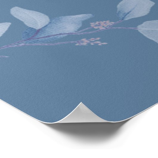 Einfache Hochzeitssitzkarte blau Poster (Ecke)