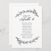 Einfache Hochzeitssitzkarte mit Blumenmuster. Tabe Einladung (Vorne/Hinten)