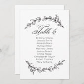 Einfache Hochzeitssitzkarte mit Blumenmuster. Tabe Einladung (Vorne/Hinten)