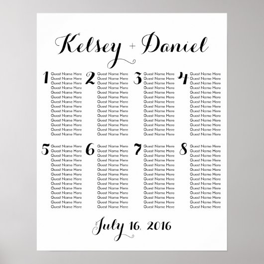 Einfache Hochzeitssitzkarte - weniger Tische Poster (Vorne)