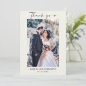 Einfache Hochzeitsskriptkalligrafie Dankeskarte (Stehend Vorderseite)