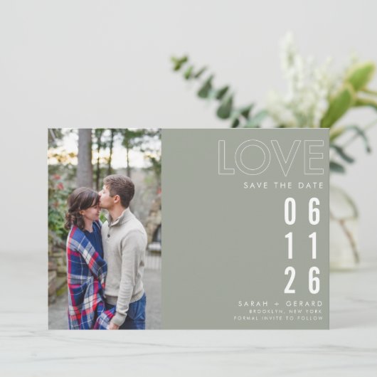 Einfache Hochzeitsstimmung im Grünen Fall-Foto Lie Ankündigung (Stehend Vorderseite)