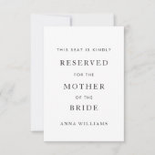 Einfache Hochzeitsstuhlmarke, Sitzmarke, Einladung (Vorderseite)